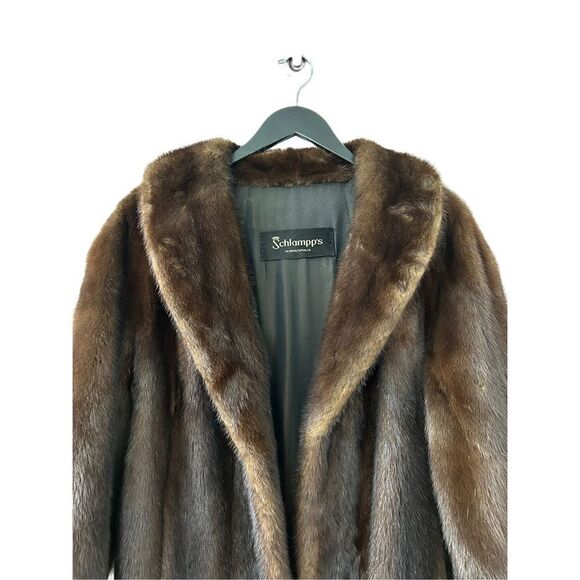 Vintage Schlampps Ranch Mink Fur Winter Coat Brown Women's Size Small - Picture 3 of 8